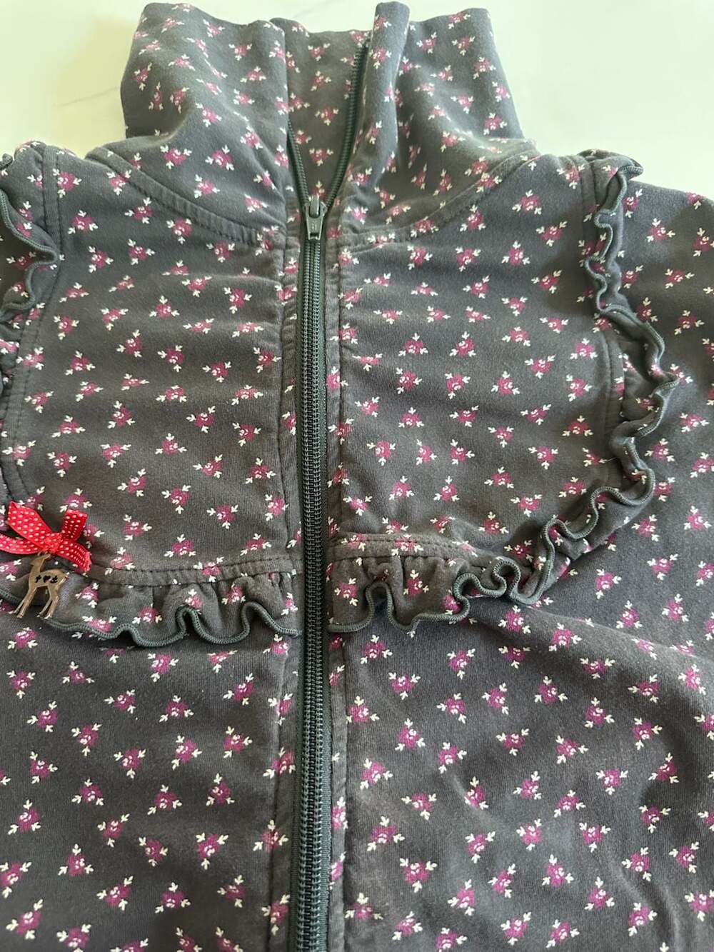 Blutsgeschwister Floral Print Full Zip Hoodie Jacket with Pockets - Picture 2 of 10